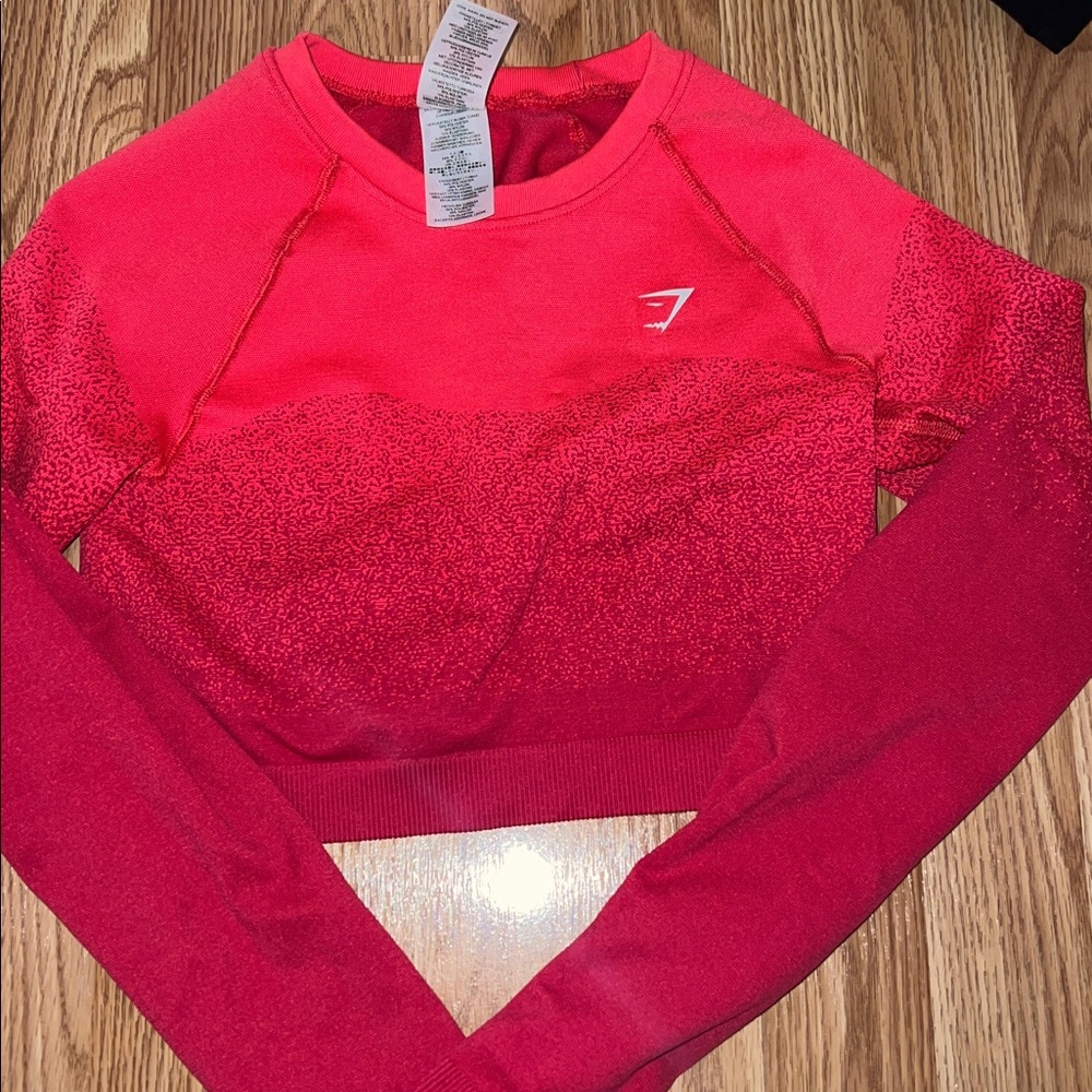 Gymshark Red Ombre Long Sleeve Crop Top